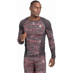 Odlo Base Layer Top Crew Neck Long Sleeve Blackcomb Eco Homme Rouge -Odlo main 188562 30764 Model Front Crop 1 7925