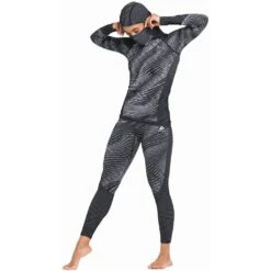 Odlo Blackcomb Eco Base Layer Top With Facemask Long Sleeve Femme Blanc -Odlo main 188571 60223 Model Front FullBody 1 6a6a