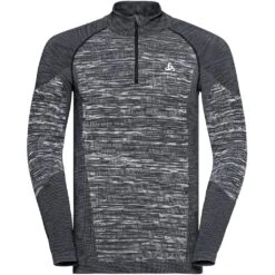 Odlo Base Layer Top Turtle Neck Long Sleeve Half Zip Blackcomb Eco Homme Noir