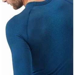 Odlo Base Layer Top Crew Neck Long Sleeve Performance Warm Eco Homme Bleu -Odlo main 196192 20878 Model Detail Crop 2 1 6e50