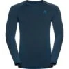 Odlo Base Layer Top Crew Neck Long Sleeve Performance Warm Eco Homme Bleu
