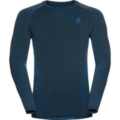 Odlo Base Layer Top Crew Neck Long Sleeve Performance Warm Eco Homme Bleu