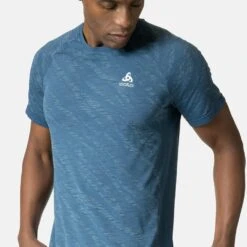 Odlo T-Shirt Manches Courtes Zeroweight Ceramic Homme Bleu -Odlo main 313972 20875 Model Detail Crop 1 b8da