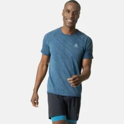 Odlo T-Shirt Manches Courtes Zeroweight Ceramic Homme Bleu -Odlo main 313972 20875 Model Front Crop 1 c5fb